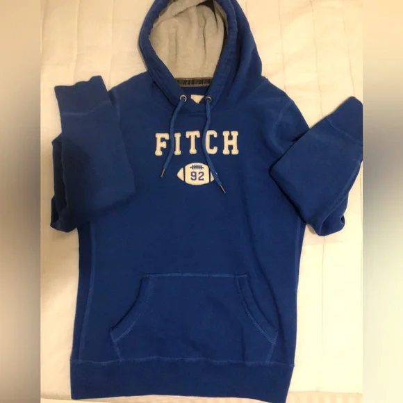 Abercrombie & Fitch Royal Blue Hooded Sweatshirt with White Logo - Picture 3 of 5